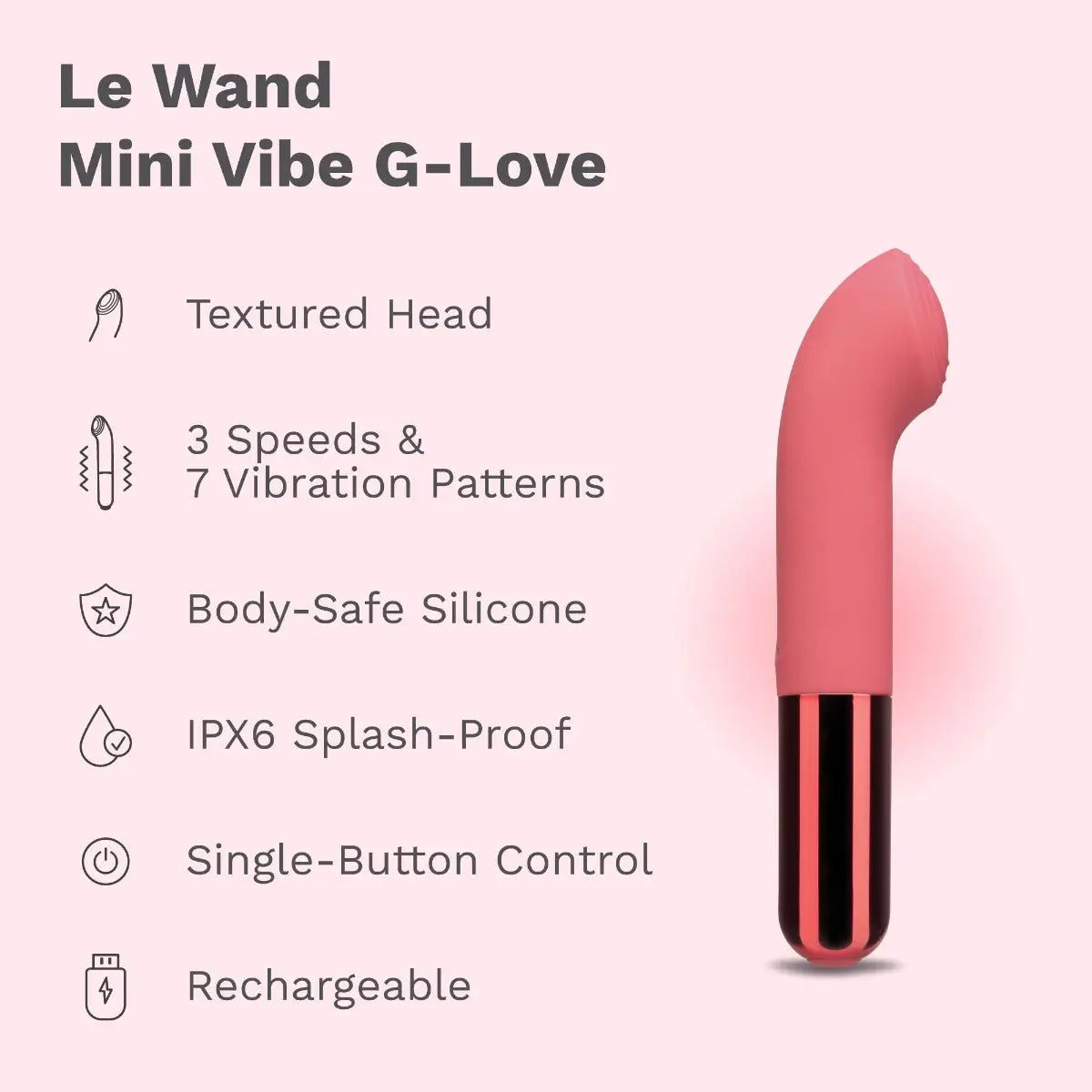 Le Wand Mini Vibe G-Love Rechargeable G-Spot Vibrator Dark Pink
