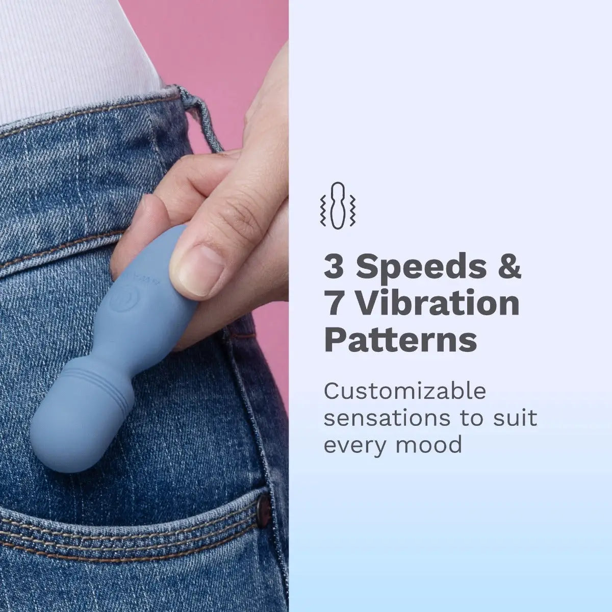 Le Wand Mini Vibe Pocket Rechargeable Vibrator Light Blue