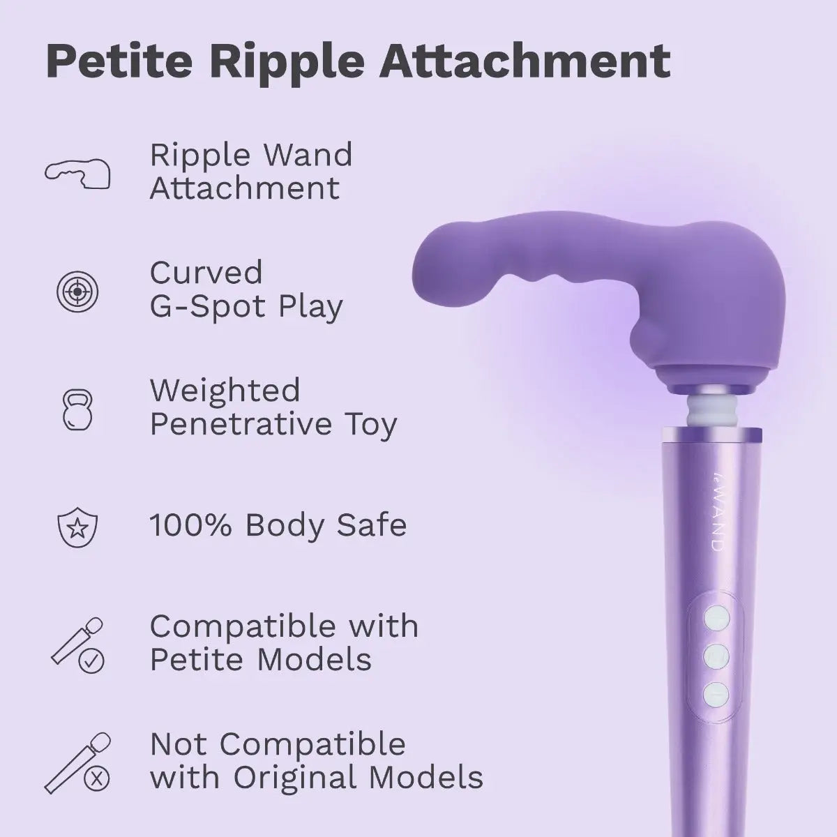 Le Wand Petite Ripple Attachment - Weighted Silicone Curve Purple