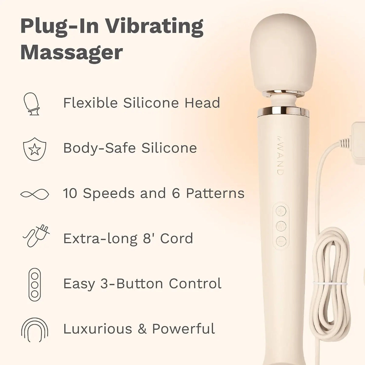 Le Wand Plug-In Vibrating Massager – Corded with Unlimited Power