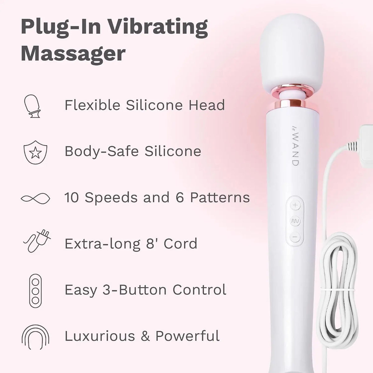 Le Wand Plug-In Vibrating Massager – Corded with Unlimited Power