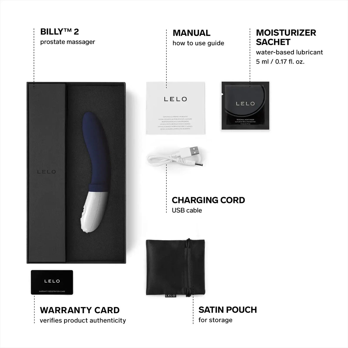 LELO Billy 2 Prostate Massager with 8 Vibration Patterns Blue