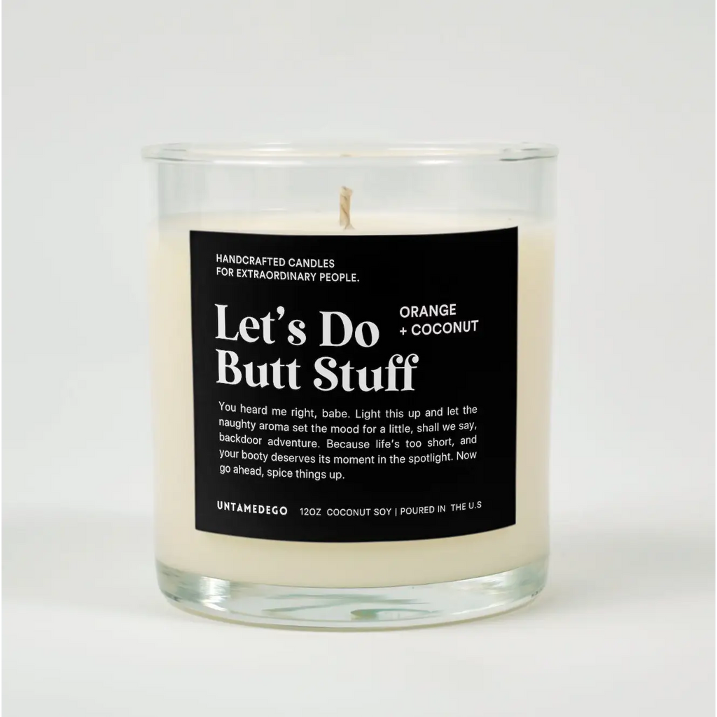 Let’s Do Butt Stuff Glass Candle ORANGE + COCONUT