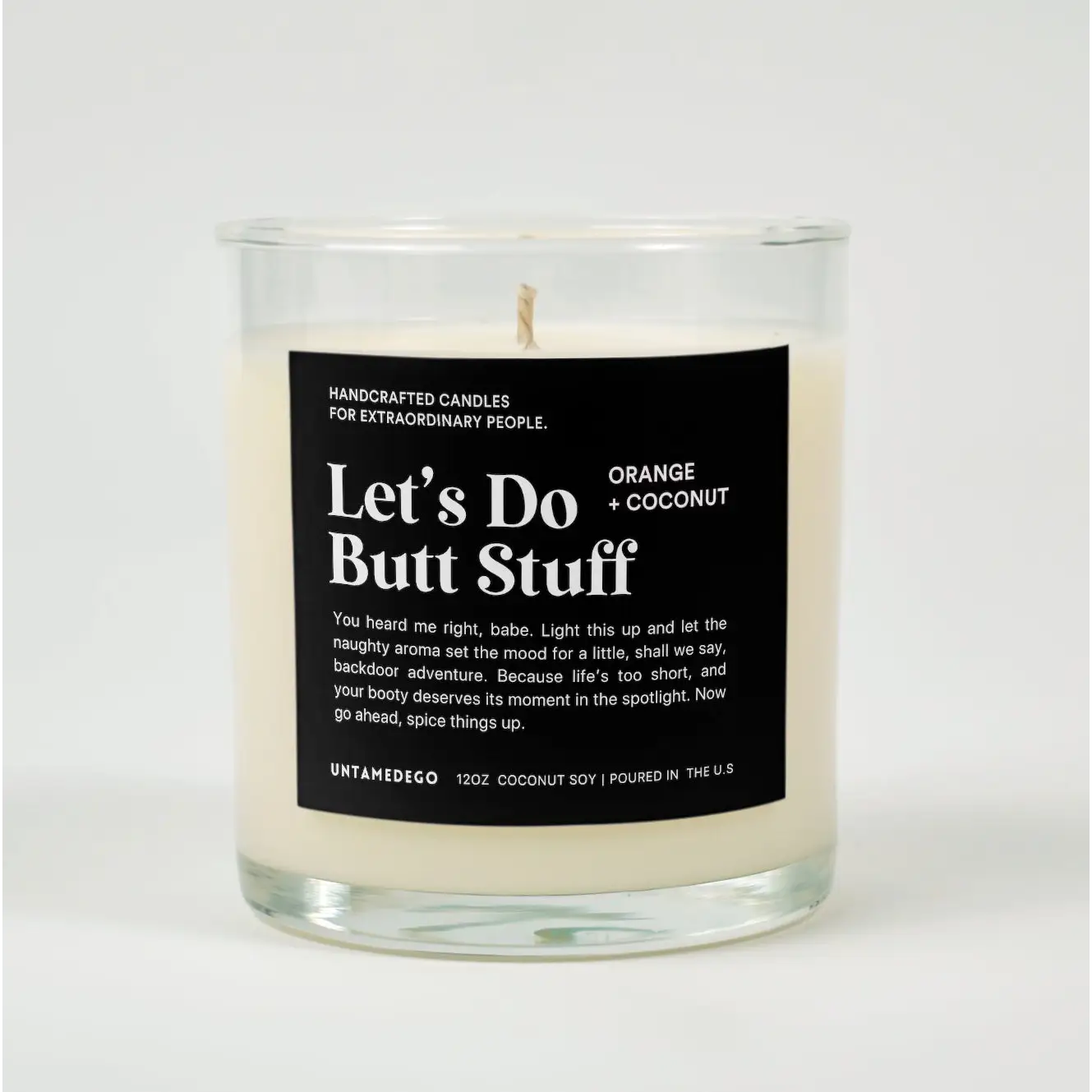 Let’s Do Butt Stuff Glass Candle ORANGE + COCONUT