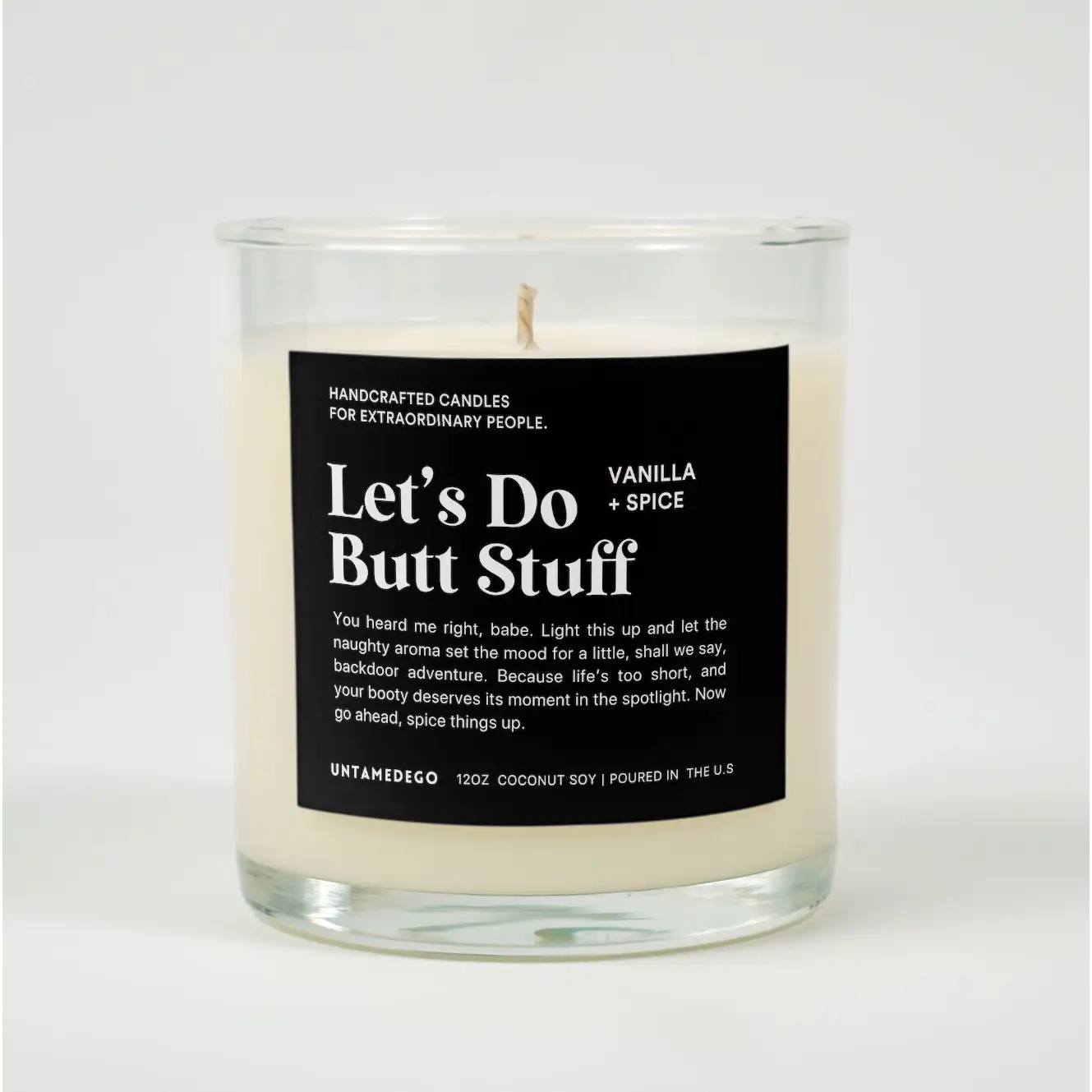 Let’s Do Butt Stuff Glass Candle VANILLA + SPICE