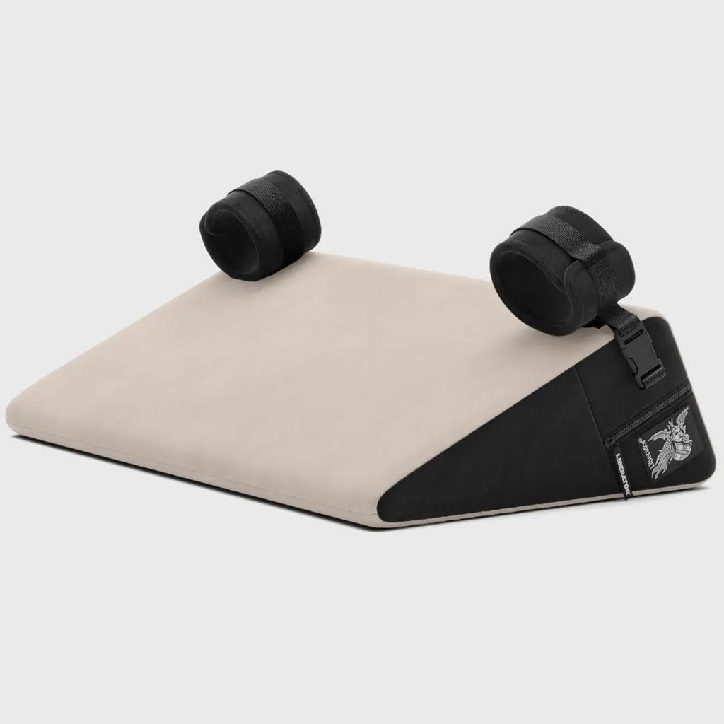 Liberator® Black Label Bondage Wedge Sex Pillow with Cuffs Beige Rolik®