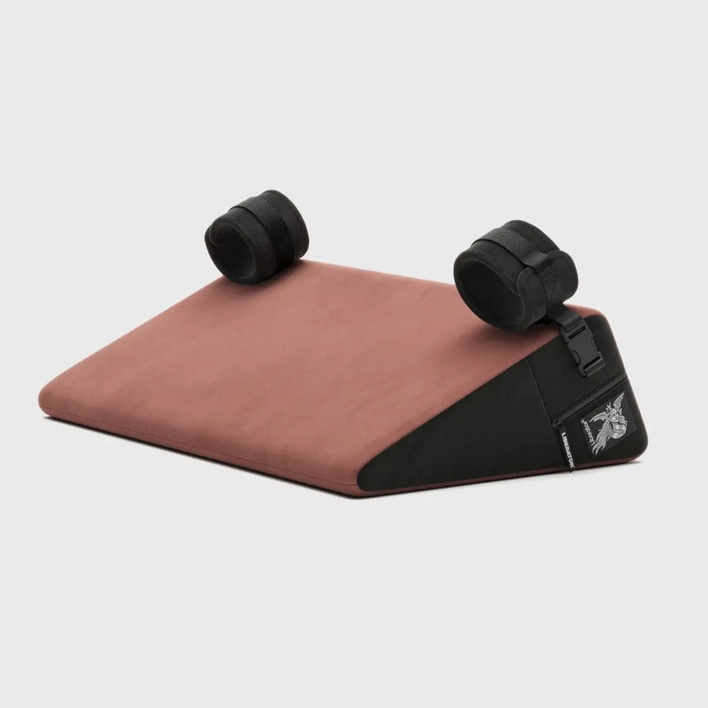 Liberator® Black Label Bondage Wedge Sex Pillow with Cuffs Mauve Rolik®