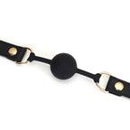 Dark Secret Collection Leather and Silicone Ball Gag - Black - Gags