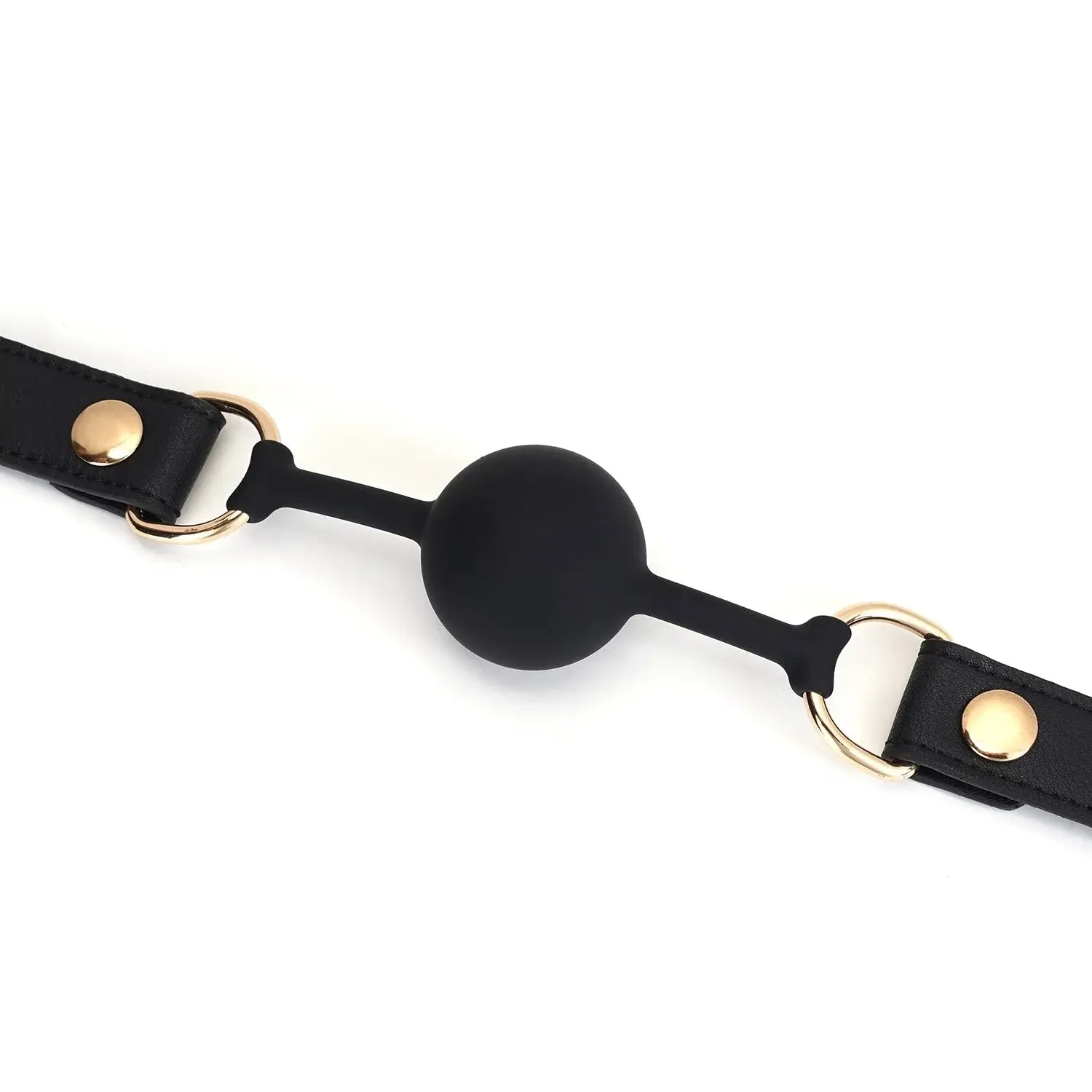 Dark Secret Collection Leather and Silicone Ball Gag - Black - Gags