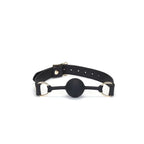 Dark Secret Collection Leather and Silicone Ball Gag - Black - Gags