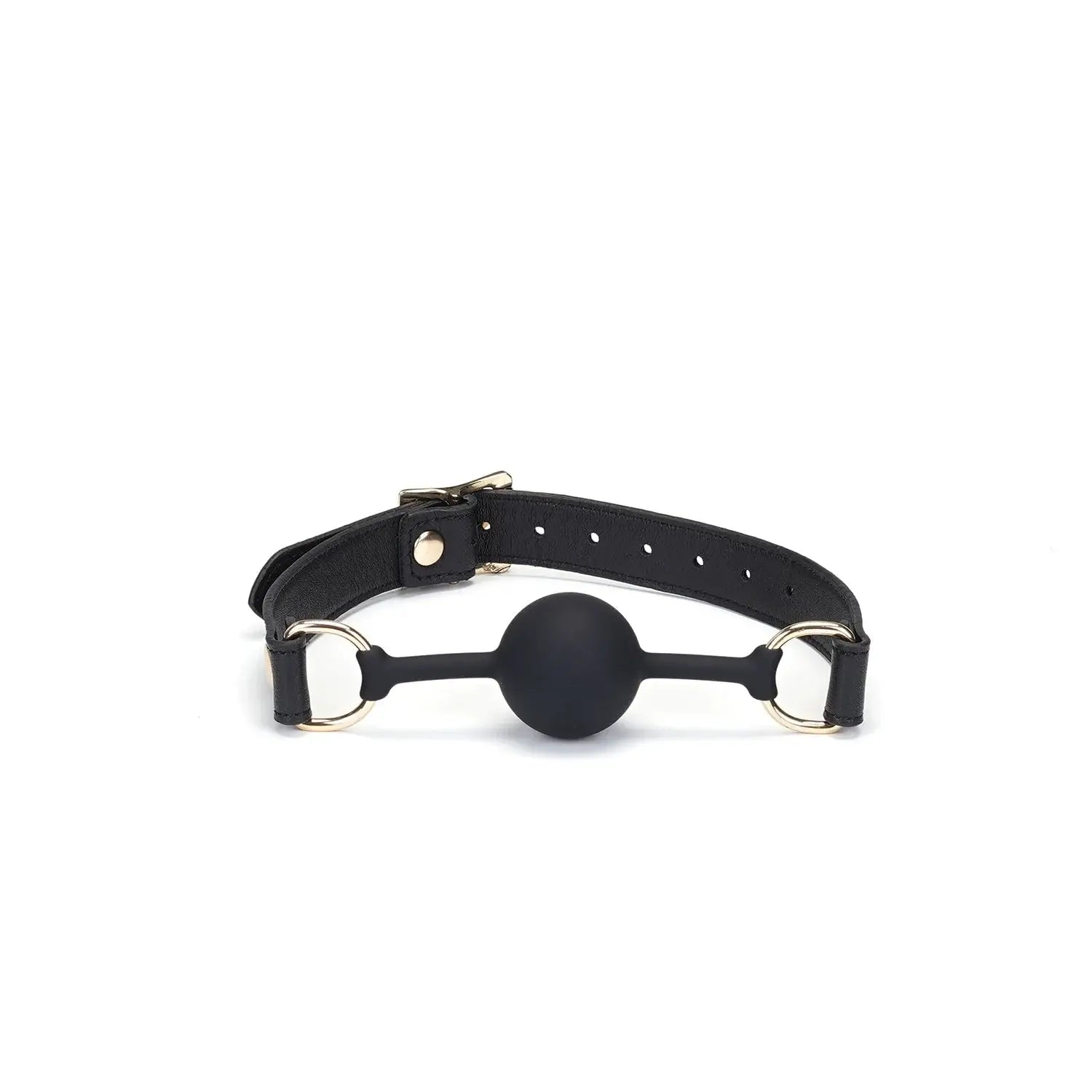 Dark Secret Collection Leather and Silicone Ball Gag - Black - Gags
