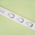 Fuji White Collection Leather Collar with Leash - Restraints