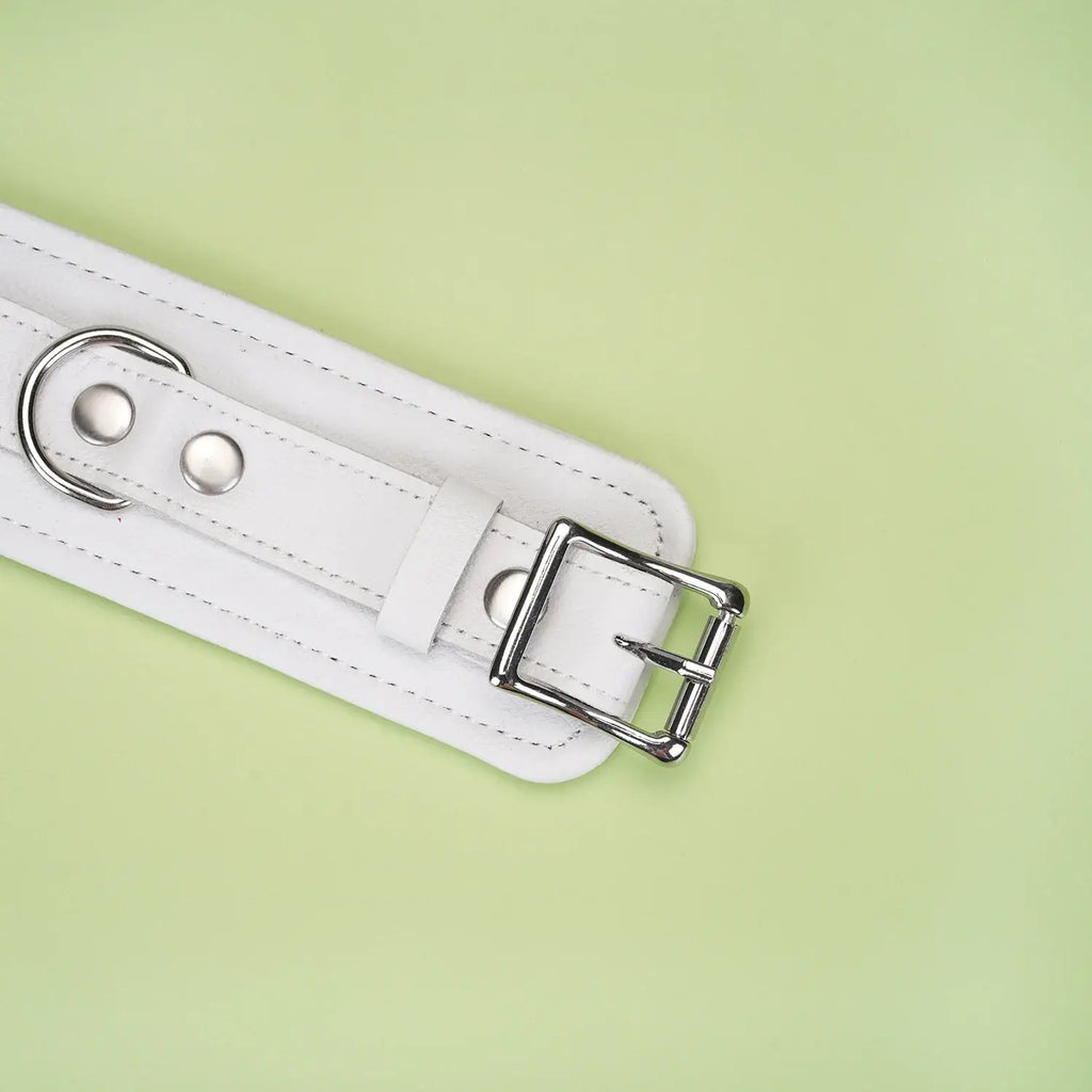 Fuji White Collection Leather Handcuffs - Restraints