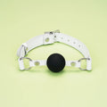 Fuji White Collection Leather & Silicone Ball Gag - Gags