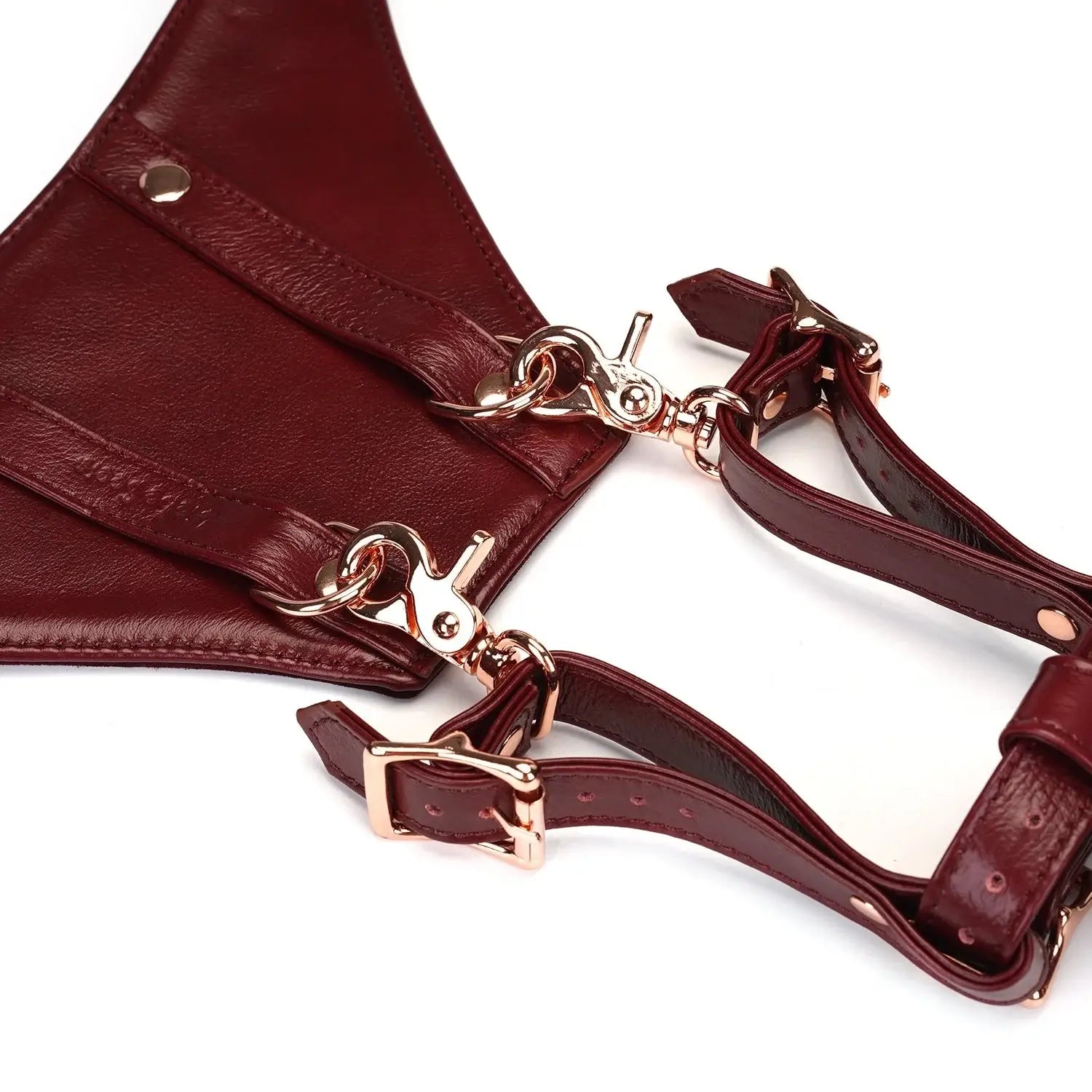 Wine Red Collection Leather Deluxe Hands-Free Wand Harness - Burgundy