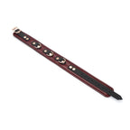 Wine Red Collection Leather Collar with Leash - Burgundy - Restraints