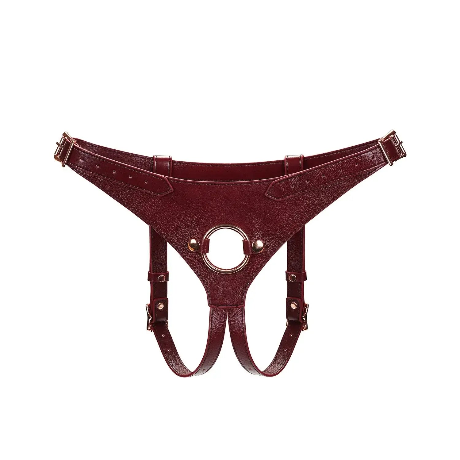 Wine Red Collection Leather Strap-on Harness - Burgundy