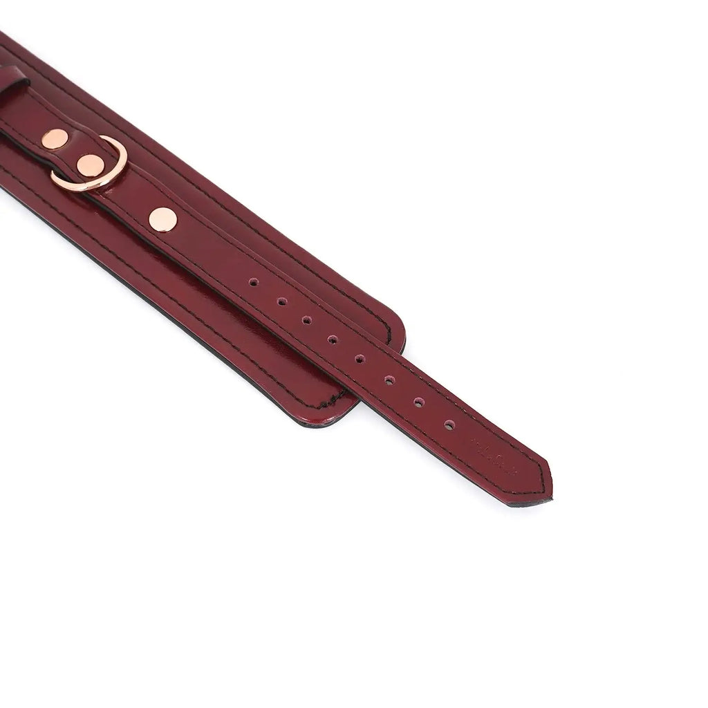 Wine Red Collection Leather Handcuffs - Burgundy - Restraints