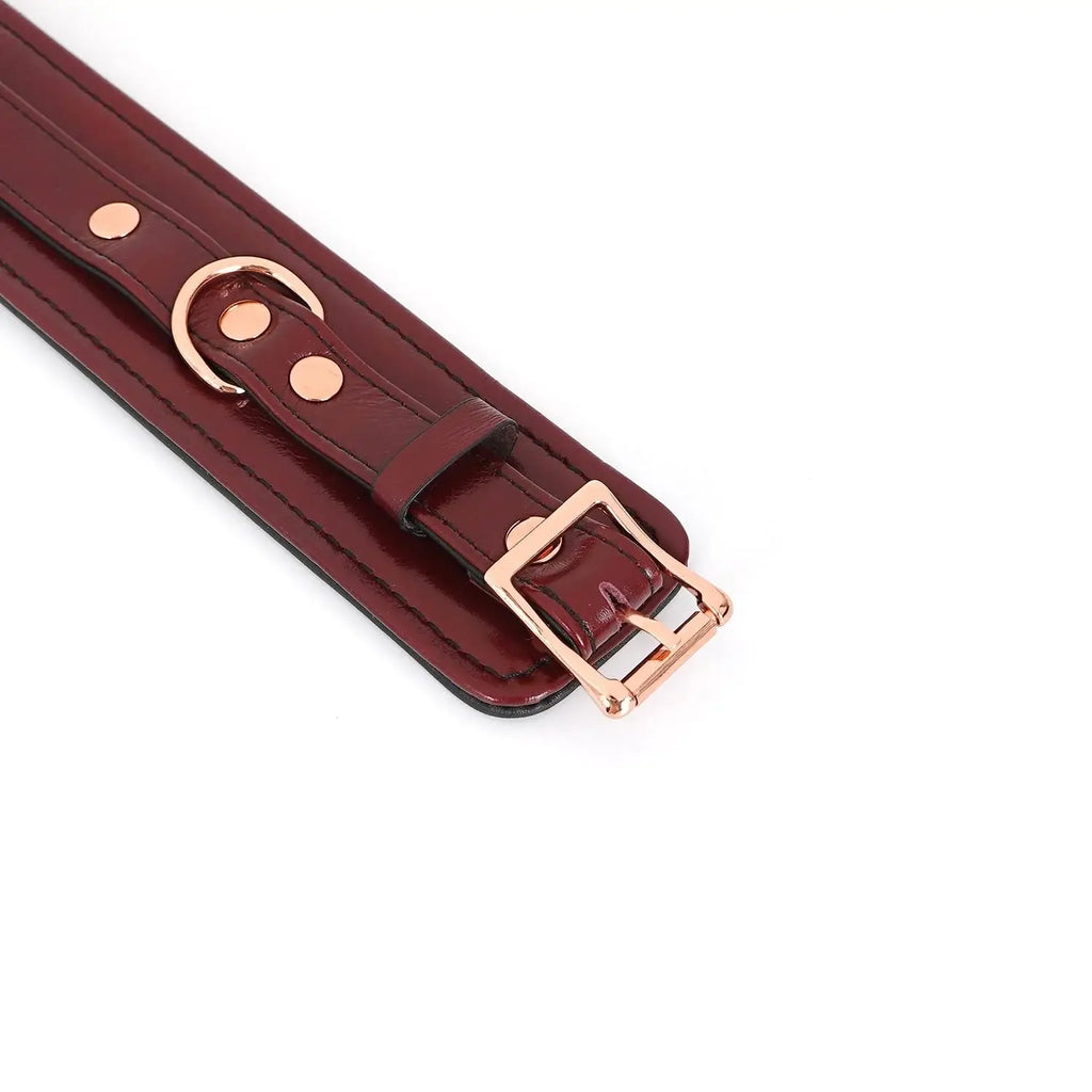 Wine Red Collection Leather Handcuffs - Burgundy - Restraints
