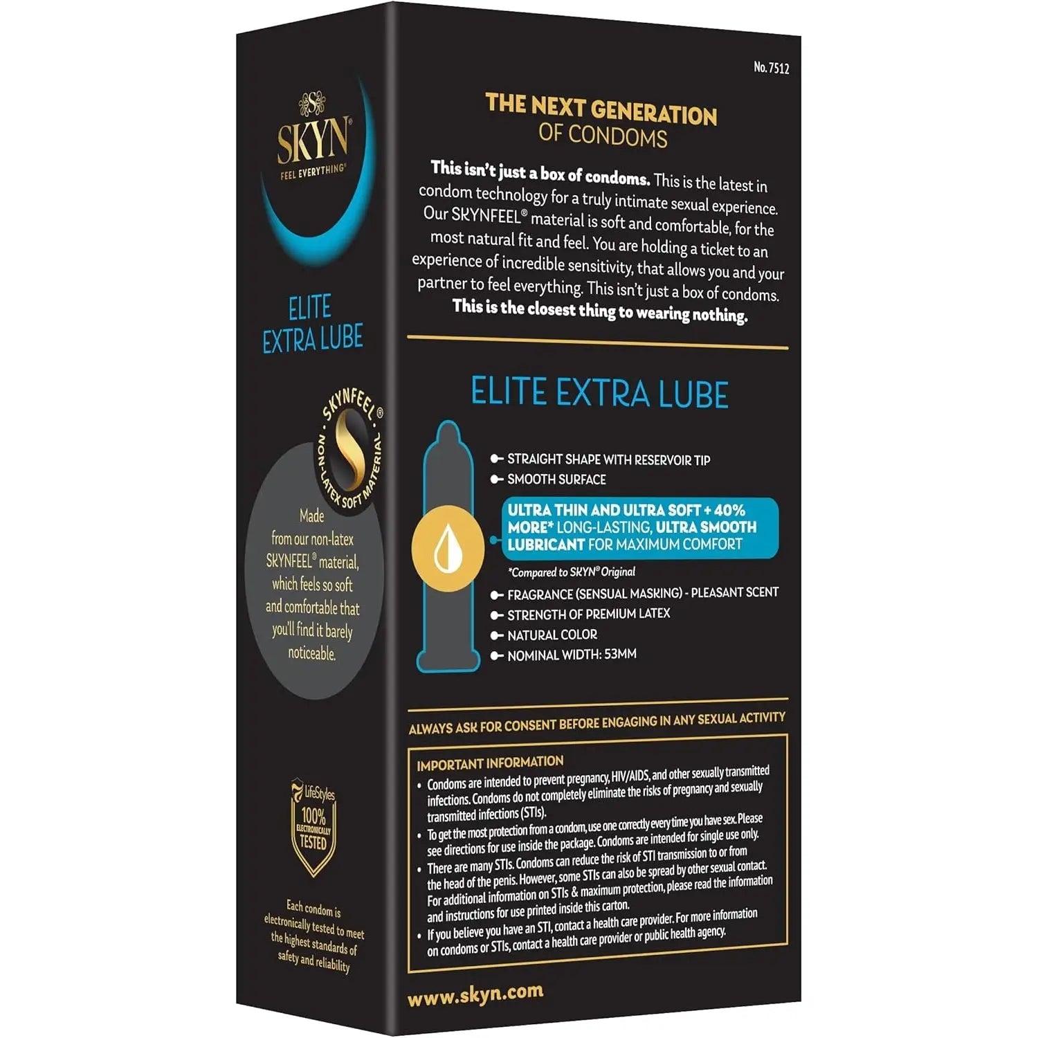 12-Pack SKYN® Elite Extra Lube Non-Latex Condoms