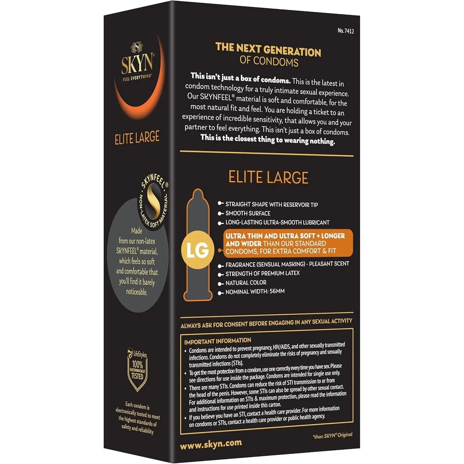 12 Pack SKYN® Elite Large Lubricated Non-Latex Condoms