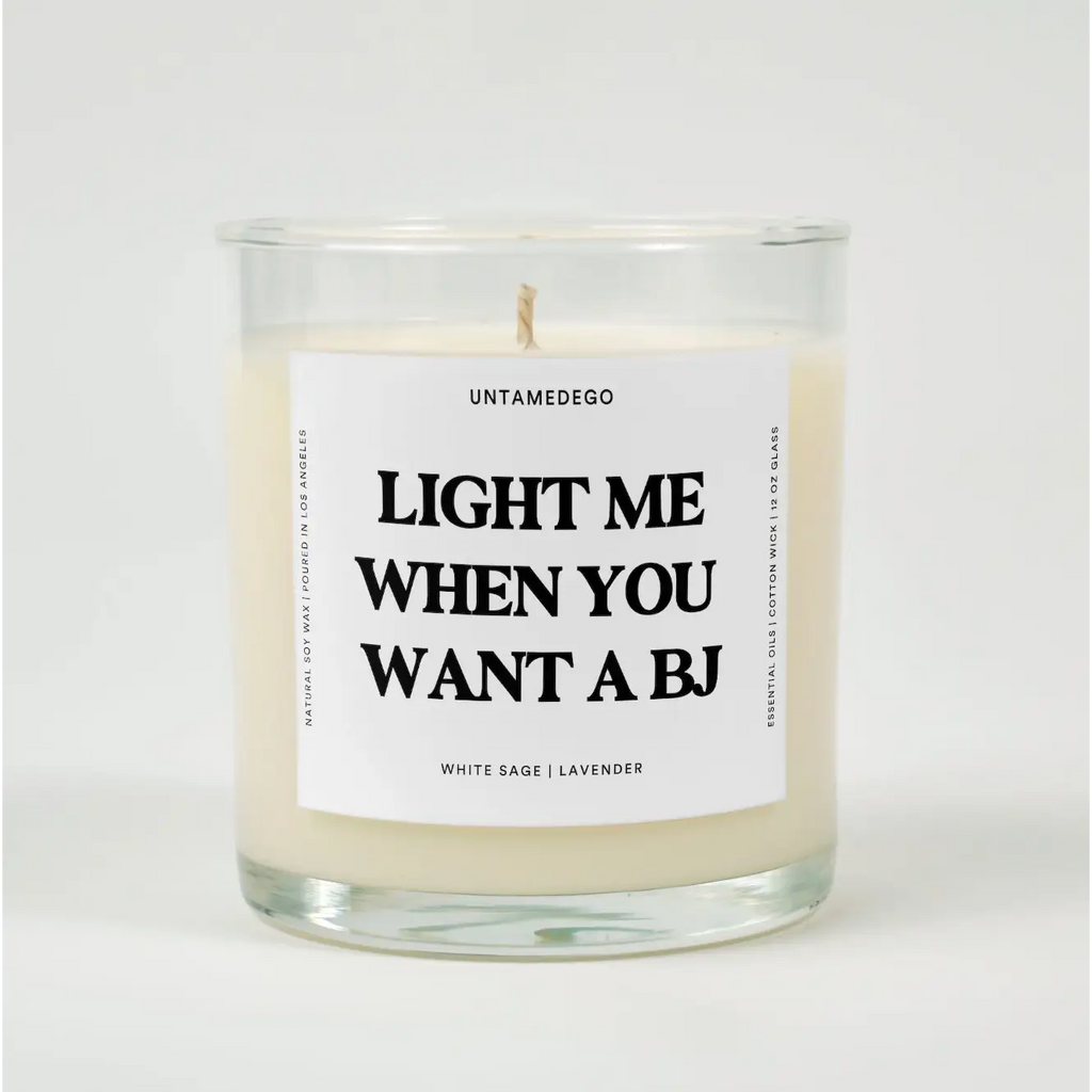 Light Me When You Want A Bj Glass Candle WHITE SAGE + LAVENDER