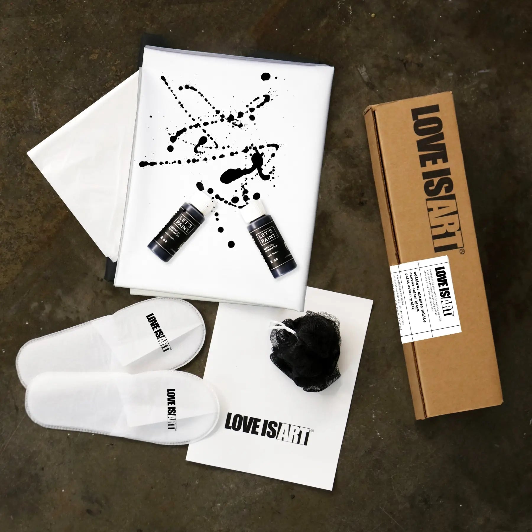 LOVE IS ART Couples Art Kit - Starter White Canvas & Black Paint