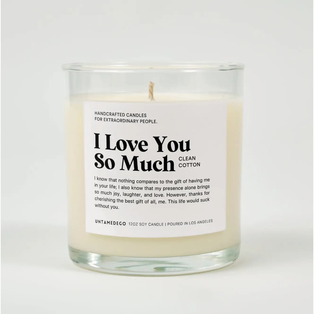 I Love You So Much Glass Candle CLEAN COTTON
