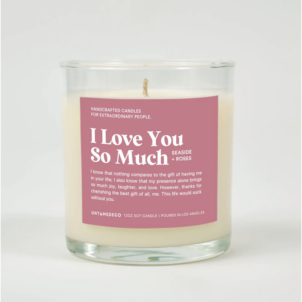 I Love You So Much Glass Candle SEASIDE ROSES