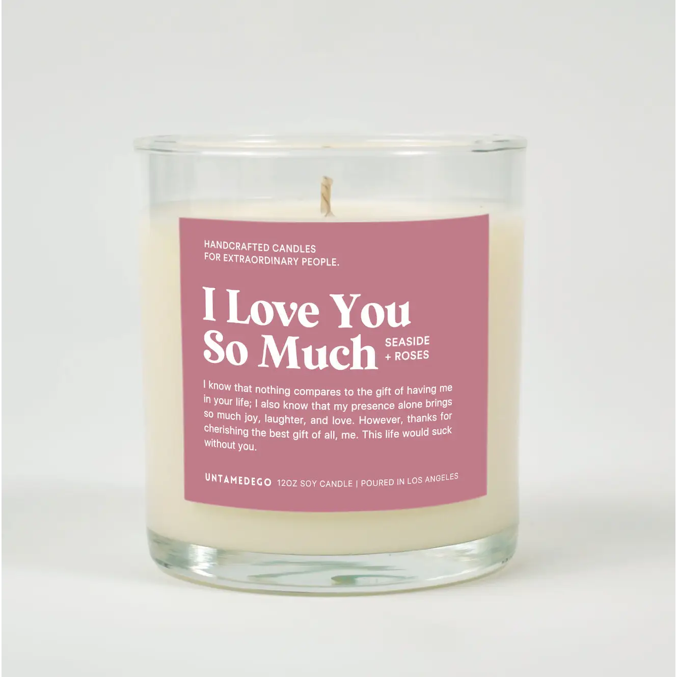I Love You So Much Glass Candle SEASIDE ROSES