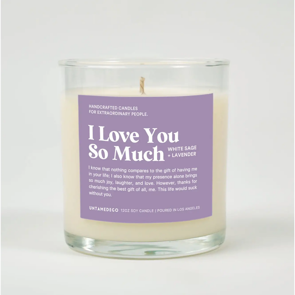 I Love You So Much Glass Candle WHITE SAGE + LAVENDER