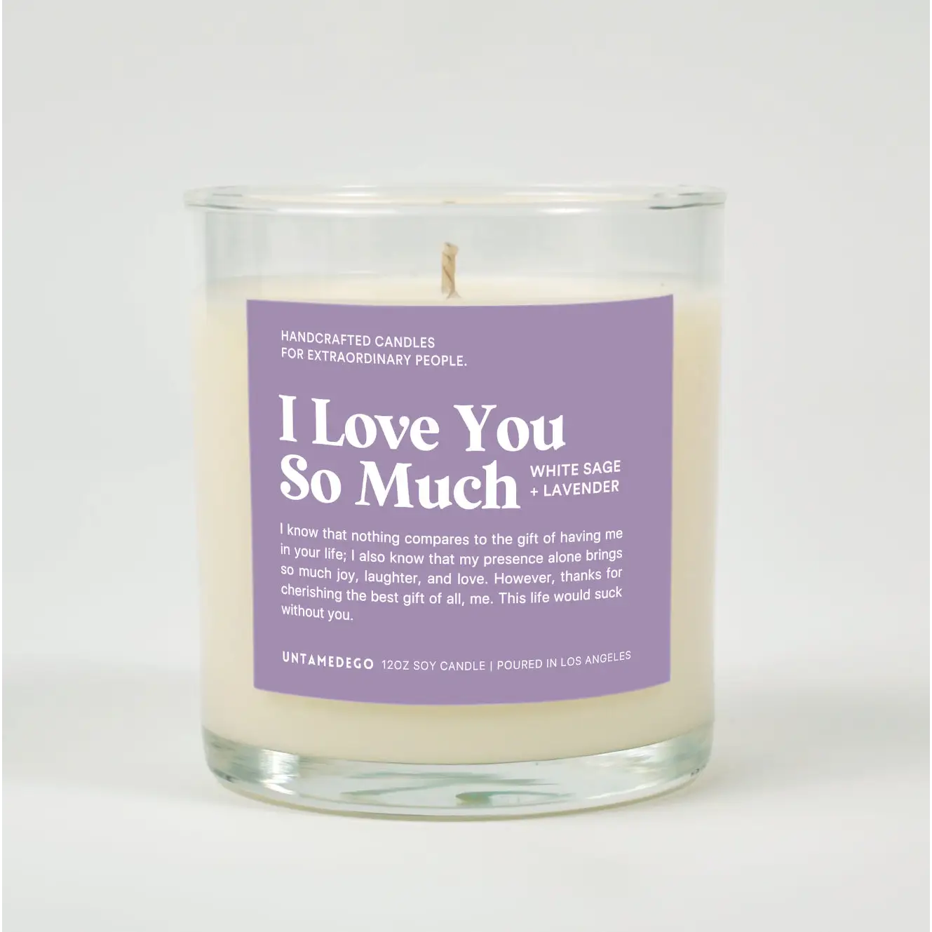 I Love You So Much Glass Candle WHITE SAGE + LAVENDER