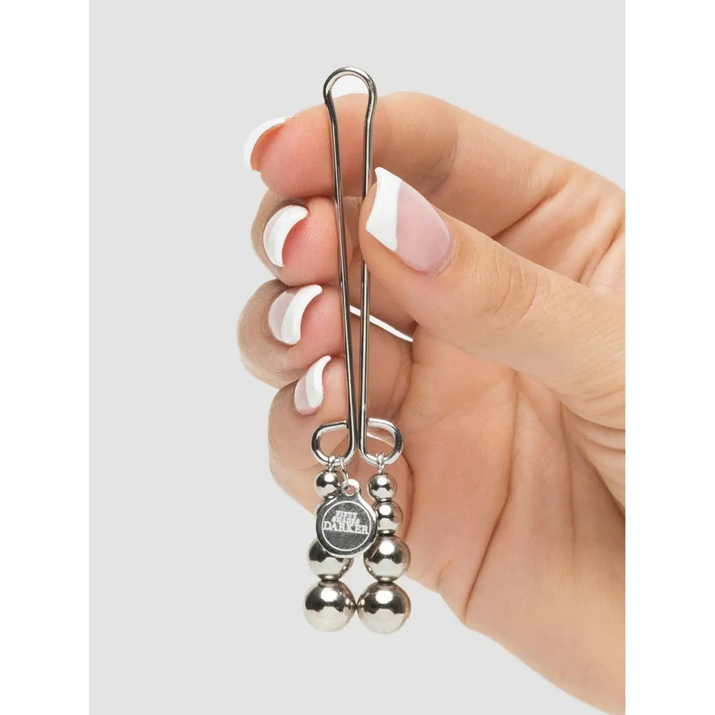 Lovehoney® Fifty Shades Darker Just Sensation Beaded Clitoral Clamp Silver
