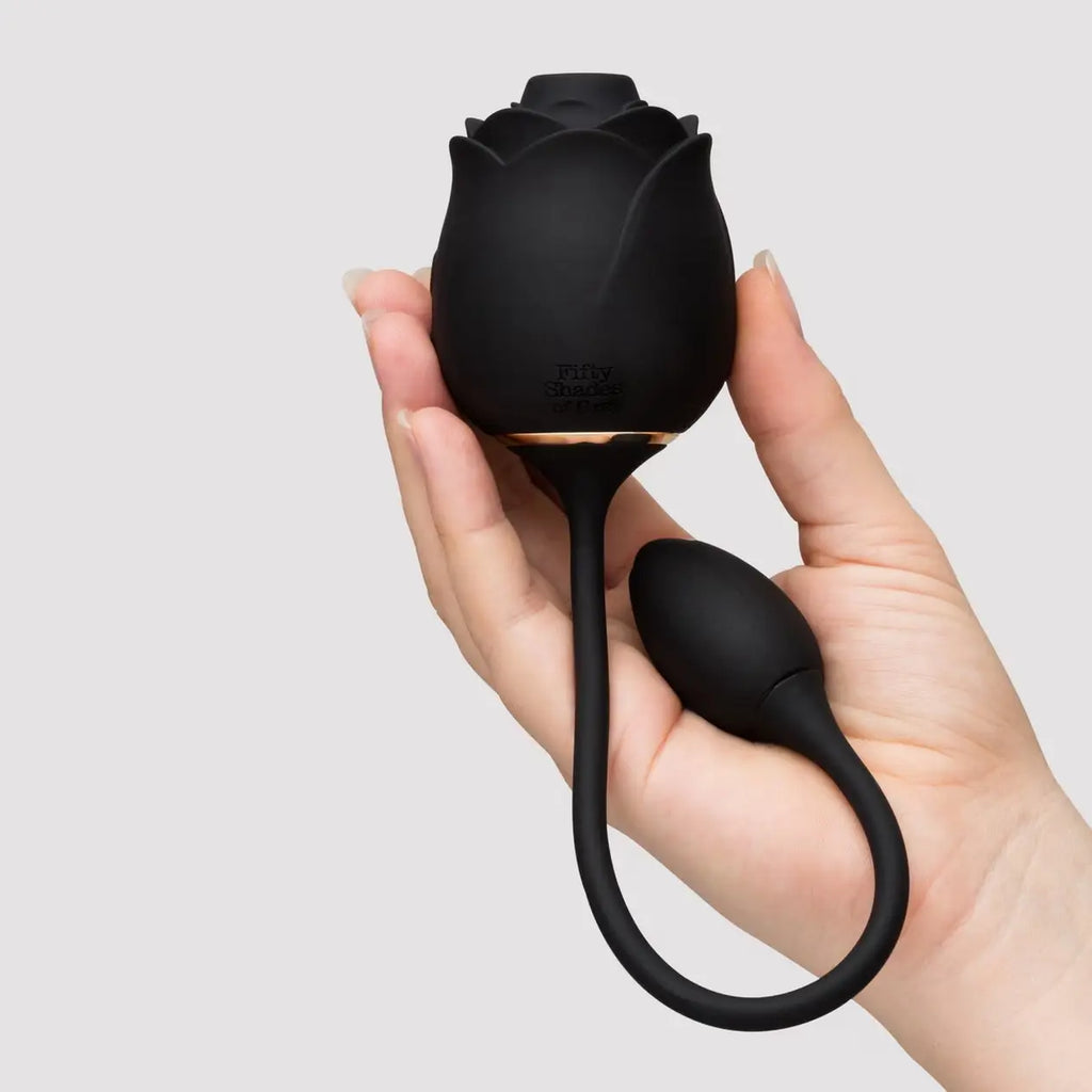 Fifty Shades of Grey Dark Blushing Rose Clitoral Suction Stimulator and Vibrating Egg - Black - Vibrator