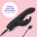 Lovehoney® Fifty Shades of Grey Greedy Girl Slimline Rabbit Vibrator Black
