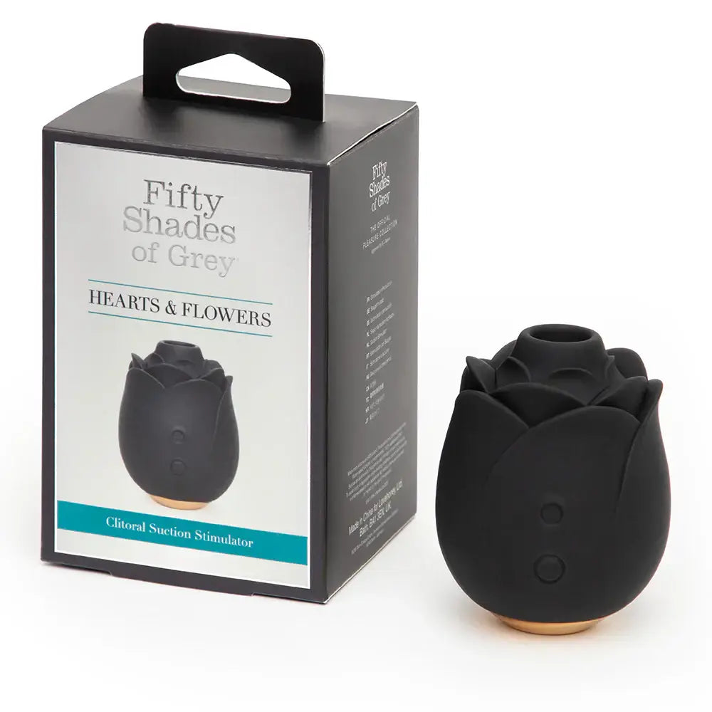 Fifty Shades Hearts & Flowers Rose Clitoral Suction Stimulator - Black - Vibrator