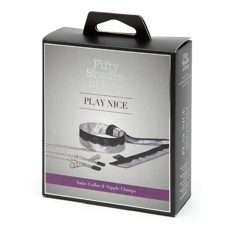 Fifty Shades of Grey Play Nice Satin Collar & Nipple Clamps - Silver