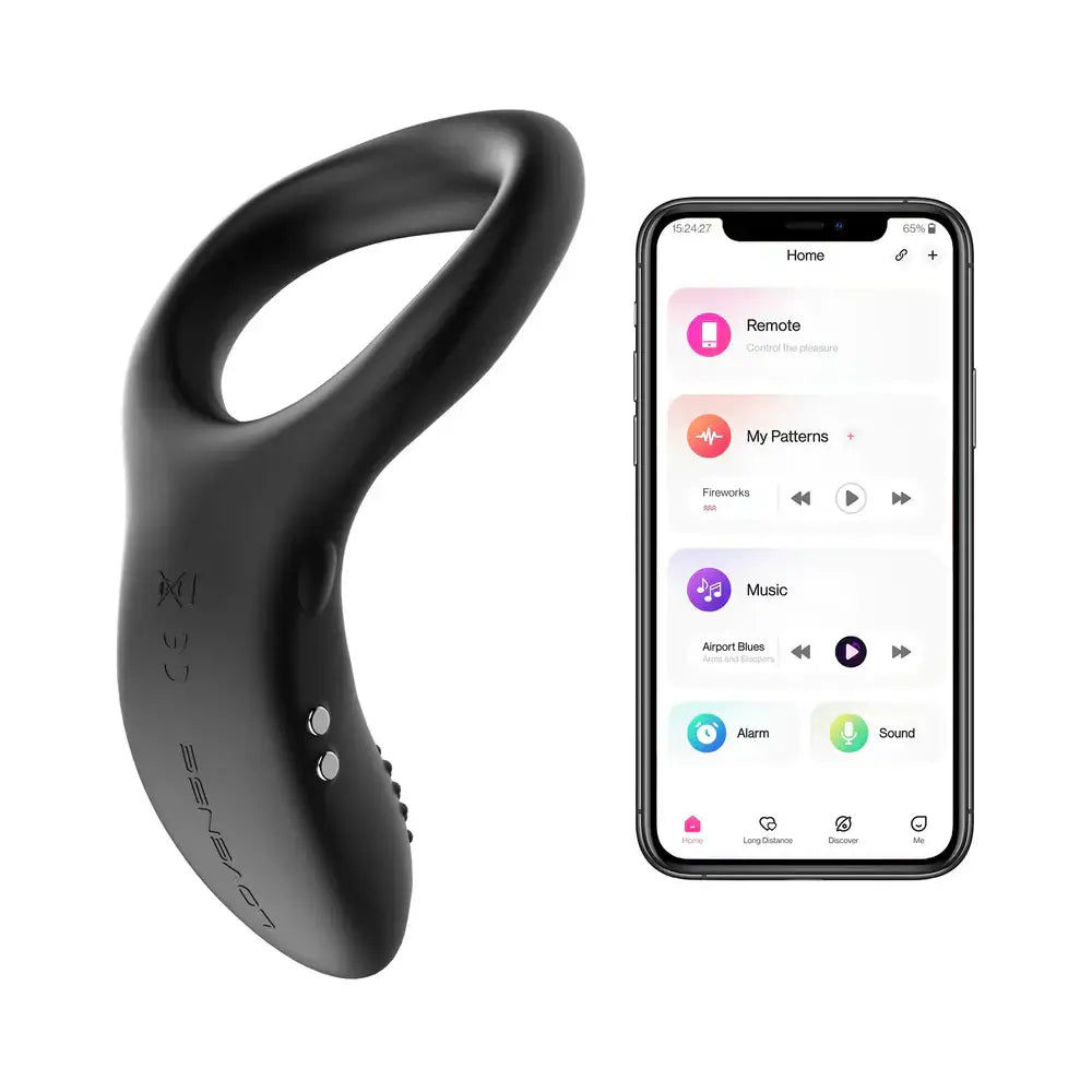 Black Diamo Bluetooth Remote Vibrating C-Ring