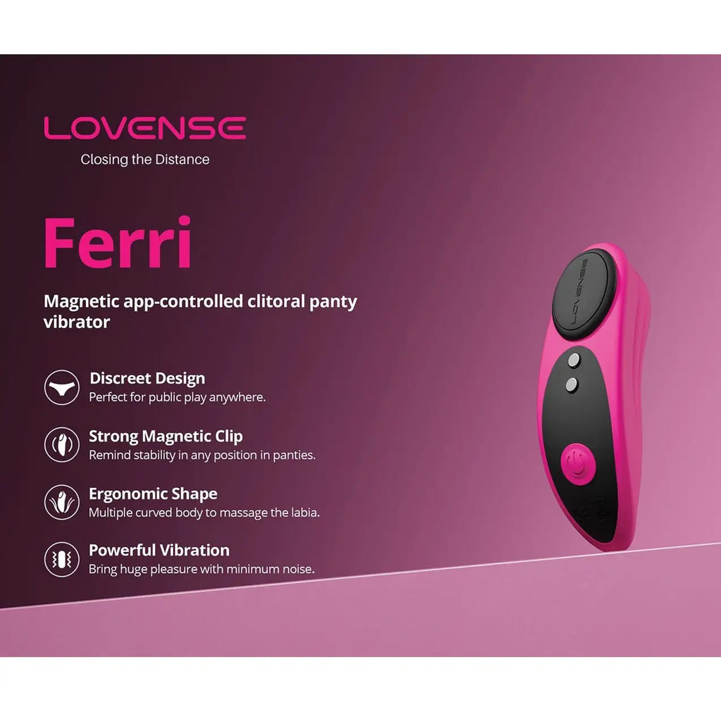 Lovense Ferri Bluetooth Remote - Controlled Panty Vibrator - Hot Pink