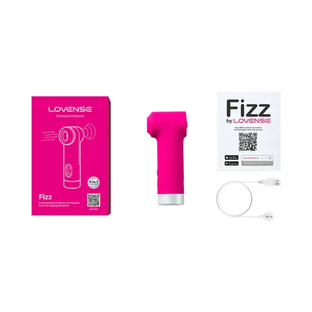 Lovense Fizz | Dual-Head Clitoral Vibrator with Suction & Tapping Hot Pink