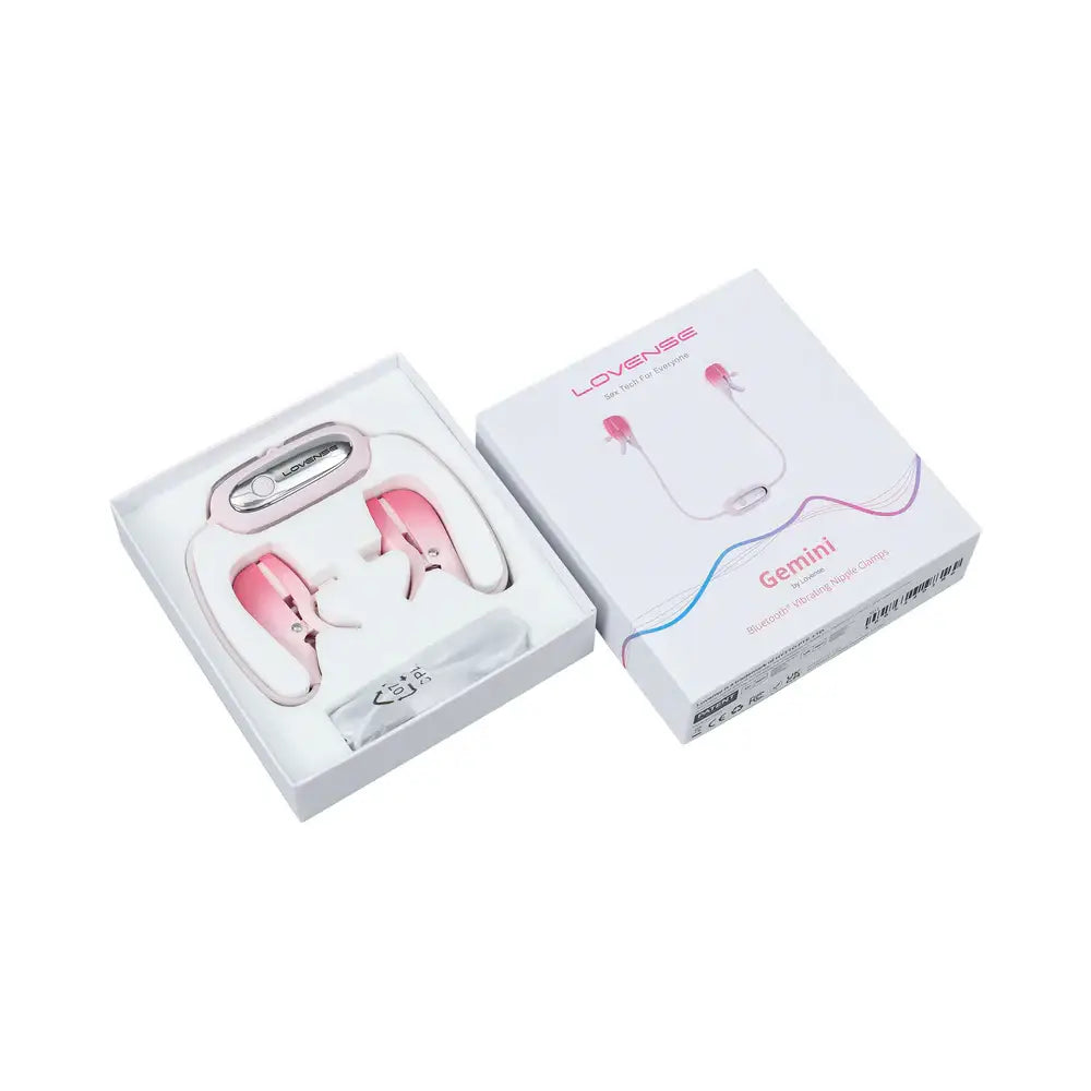 Pink Gemini Bluetooth Rechargeable Vibrating Nipple Clamps