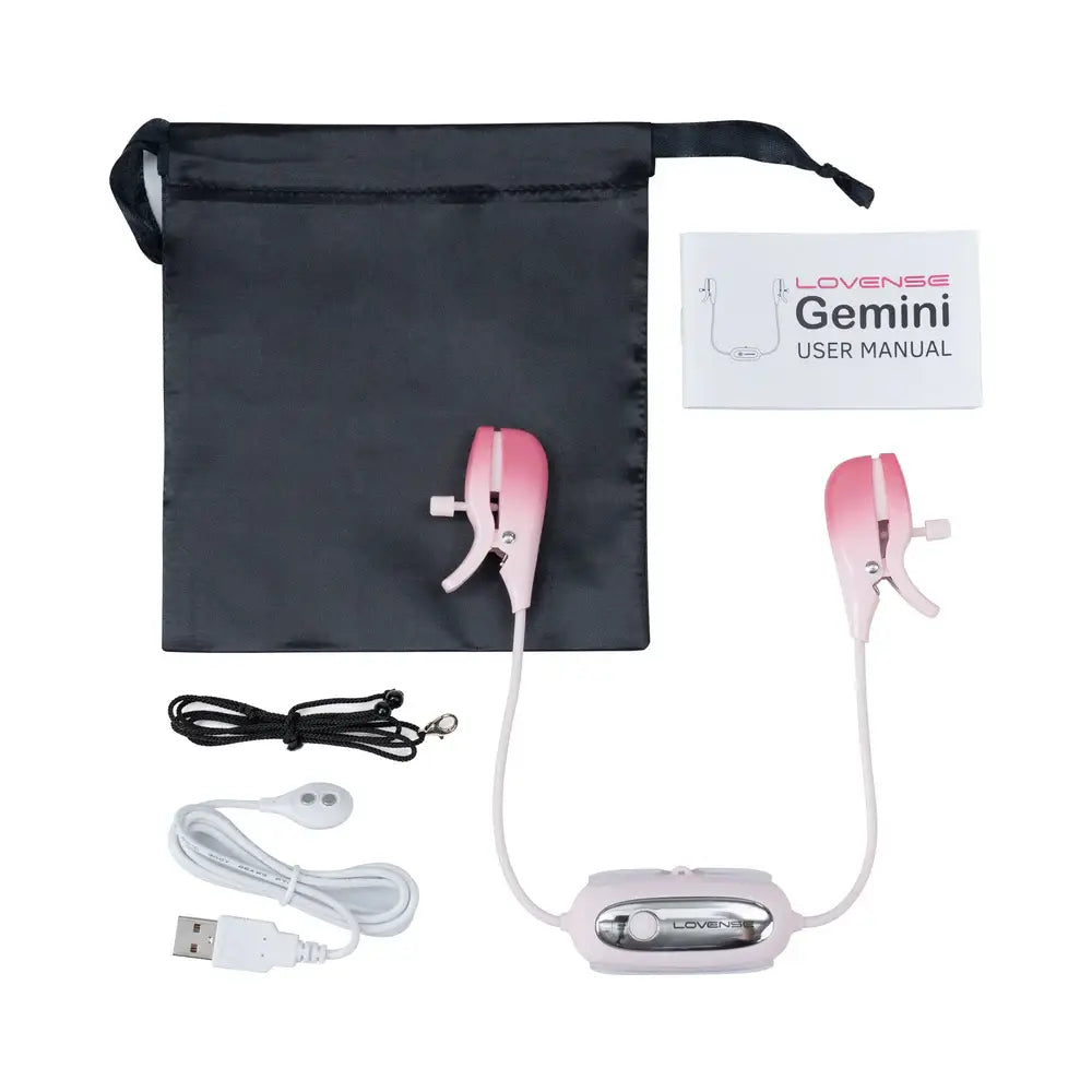 Pink Gemini Bluetooth Rechargeable Vibrating Nipple Clamps
