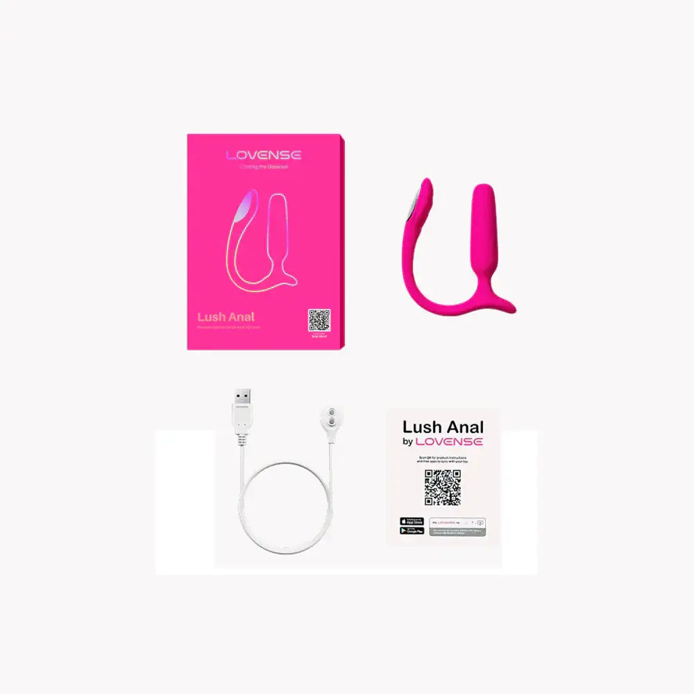 Lovense Lush Anal App-Controlled Compact Vibrating Butt Plug Hot Pink