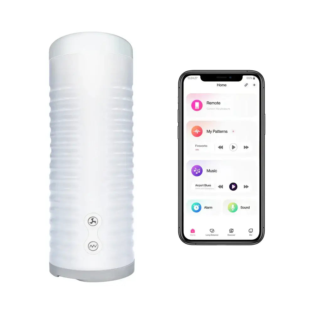 White Max 2 Bluetooth App-Controlled Vibrating & Suction Masturbator