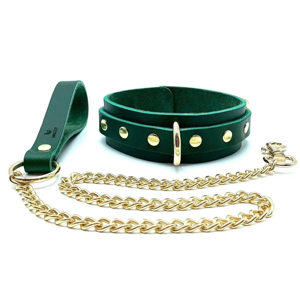 Lulexy Mona 7 - Piece Leather Luxury Bondage Set - Green - Restraints