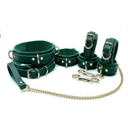 Lulexy Mona 7 - Piece Leather Luxury Bondage Set - Green - Restraints