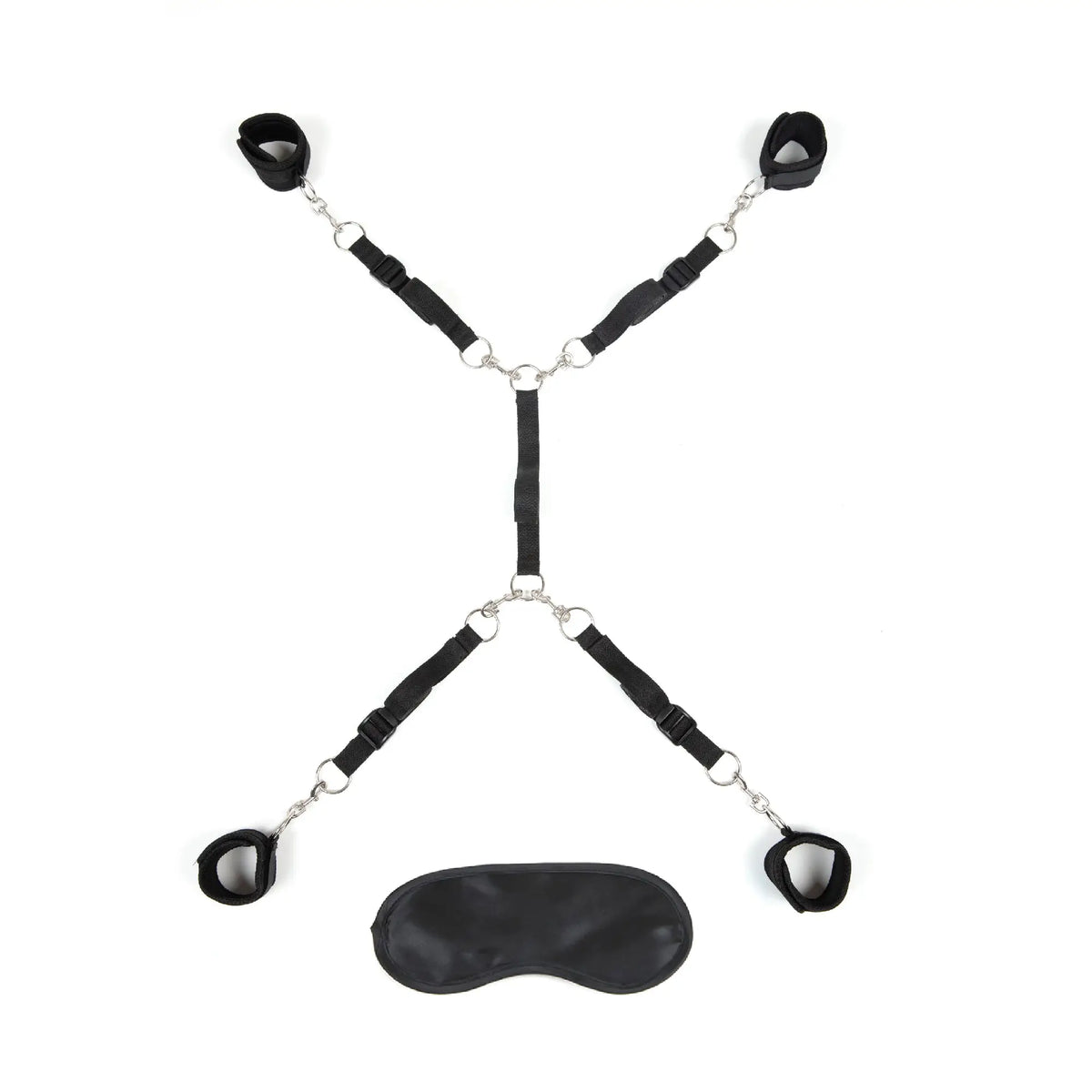 Lux Fetish® Fetish Bed Spreader - Adjustable Restraint System Black