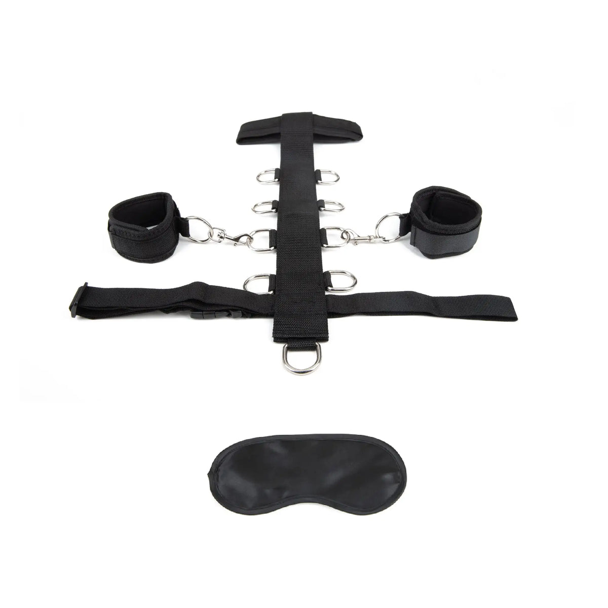Lux Fetish® Fetish Neck & Wrist Restraint Set with Blindfold Black