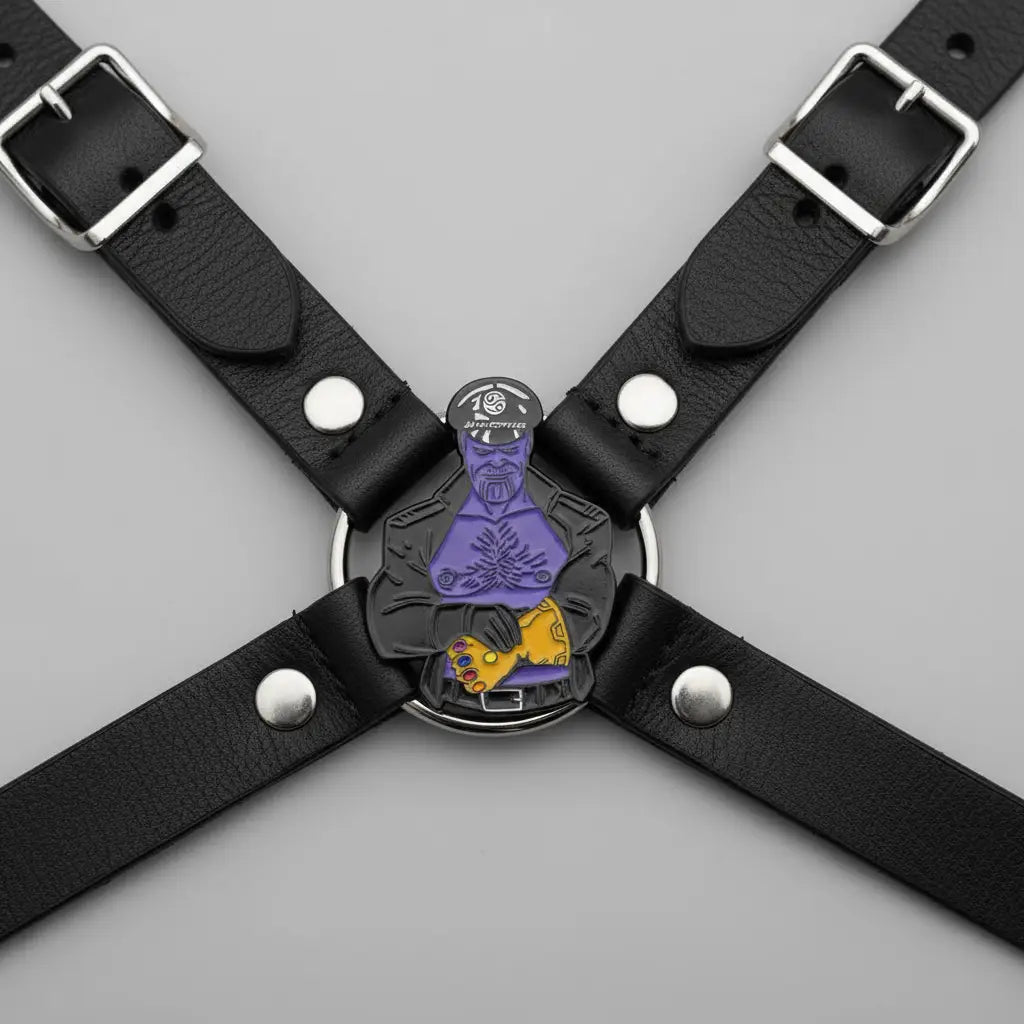 Purple Mad Titan Leather Daddy Enamel Pin