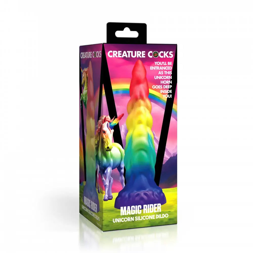 Magic Rider Unicorn Silicone Dildo - Rainbow